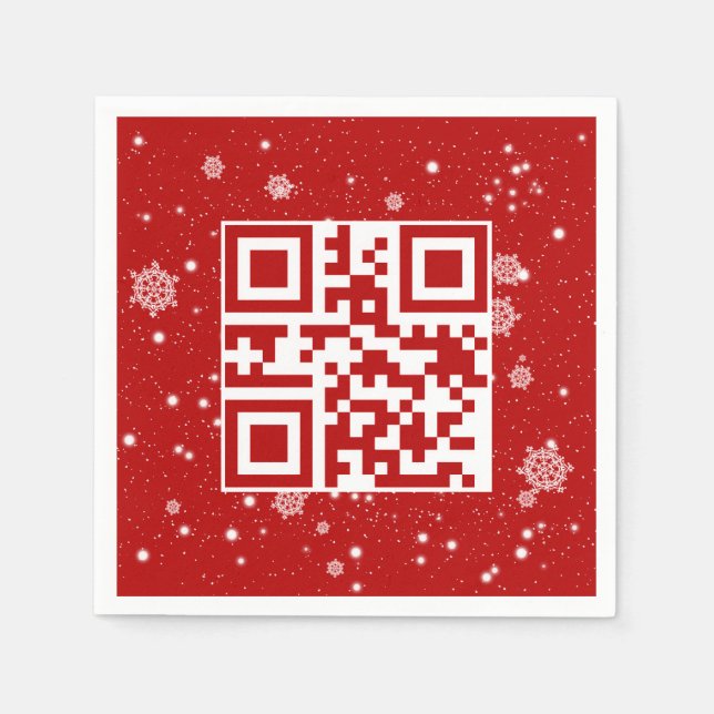 Frohe Weihnachts QR-Code für Schneeflocken Serviette (Vorderseite)