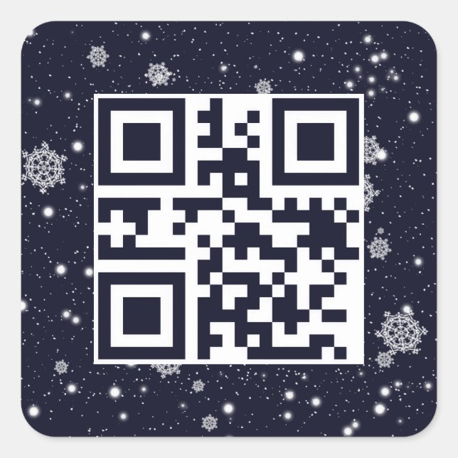Frohe Weihnachts QR-Code in Schneeflocken Quadratischer Aufkleber (Vorderseite)