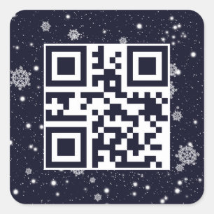 Frohe Weihnachts QR-Code in Schneeflocken Quadratischer Aufkleber