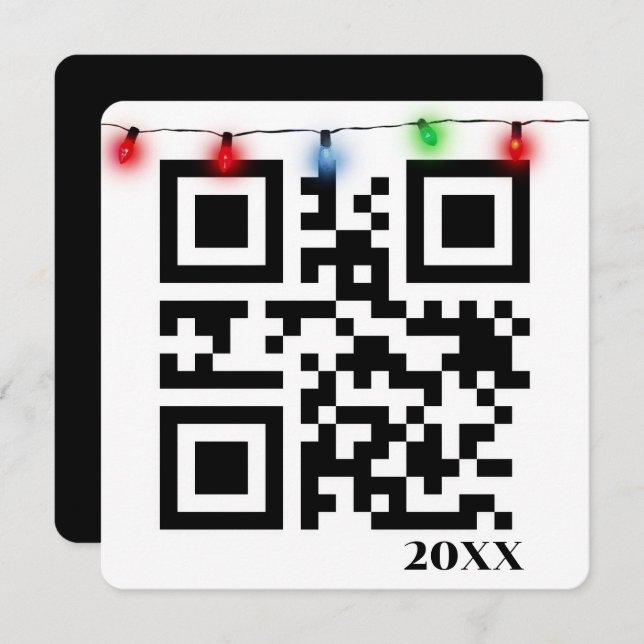 Frohe Weihnachts QR Code mit String Lights (Vorne/Hinten)