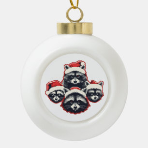 Frohe Weihnachts Raccoon Pixelkunst Keramik Kugel-Ornament