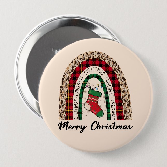 Frohe Weihnachts-Rainbow Button (Vorne & Hinten)