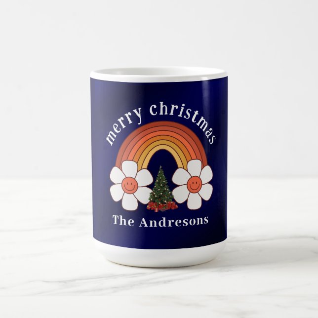 Frohe Weihnachts Rainbow Personalisiert Kaffeetasse (Mittel)