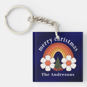 Frohe Weihnachts Rainbow Personalisiert Schlüsselanhänger