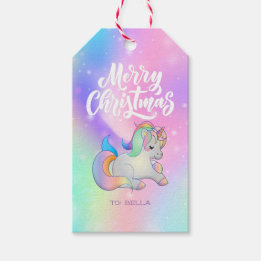 Frohe Weihnachts Rainbow Unicorn Holiday Star Geschenkanhänger