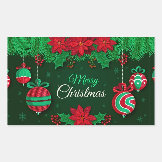 Frohe Weihnachts-rechteckige Aufkleber (Vorderseite)