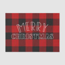 Frohe Weihnachts Red Black Buffalo Kariertes Muste