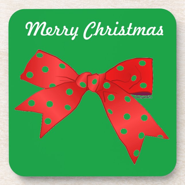 Frohe Weihnachts Red Bow anpassen Getränkeuntersetzer (Vorderseite)
