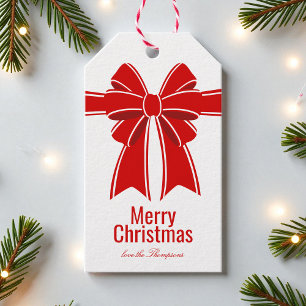 Frohe Weihnachts Red Coquette Bow Personalisierter Geschenkanhänger