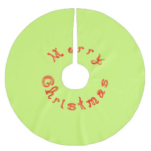 Frohe Weihnachts Red Fabric Schriftart Light Green Polyester Weihnachtsbaumdecke