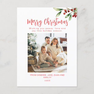 Frohe Weihnachts-Red Family-Foto-Urlaubskarte Feiertagspostkarte