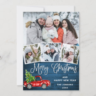 Frohe Weihnachts Red Farm Truck 4 Foto Feiertagskarte