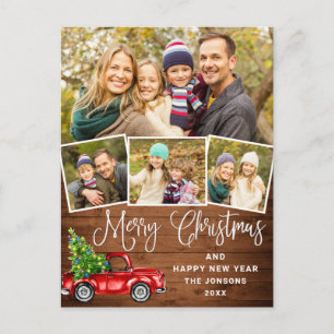Frohe Weihnachts Red Farm Truck 4 Foto Postkarte