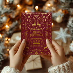 Frohe Weihnachts Red & Gold Classic Folien Feiertagskarte