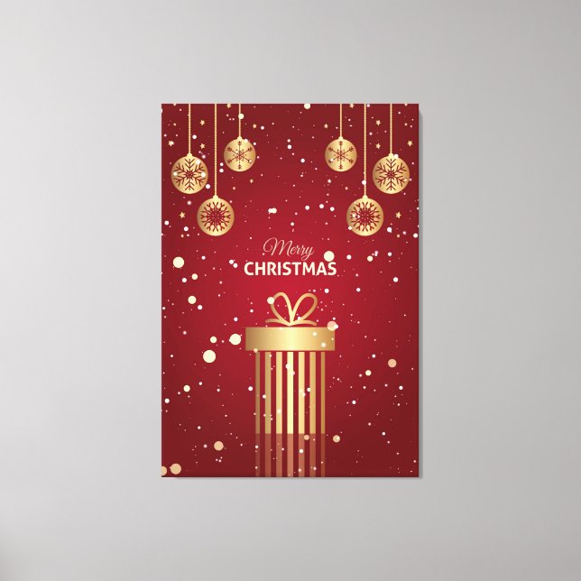 Frohe Weihnachts Red Gold Geschenkartikel Schnee Leinwanddruck (Vorderseite)