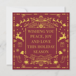 Frohe Weihnachts Red & Gold Imitation Urlaubskarte Einladung