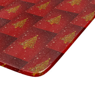 Frohe Weihnachts Red Gold Tree Stars Schneidebrett