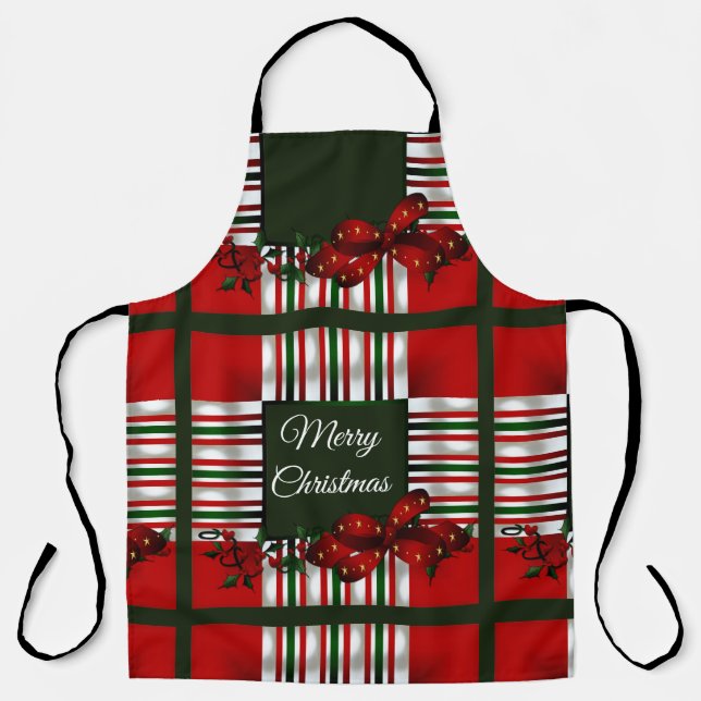 Frohe Weihnachts Red Green Kariert Schürze (Vorderseite)
