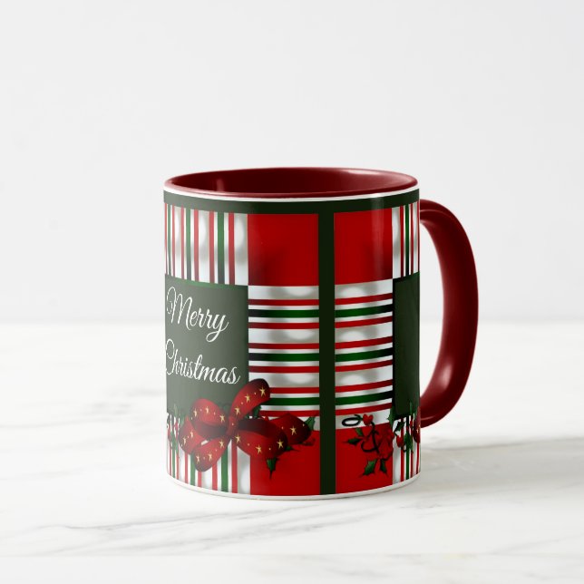Frohe Weihnachts Red Green Kariert Tasse (VorderseiteRechts)