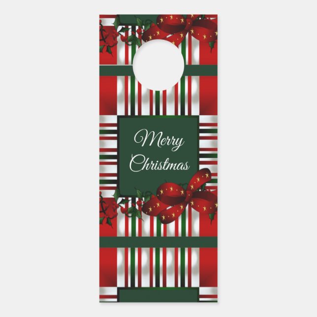 Frohe Weihnachts Red Green Kariert Türanhänger (Vorderseite)