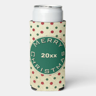 Frohe Weihnachts Red Green Retro Dots Muster Selters Dosenkühler