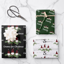 Frohe Weihnachts Red Hat Buffalo Karierte Gnomes Geschenkpapier Set