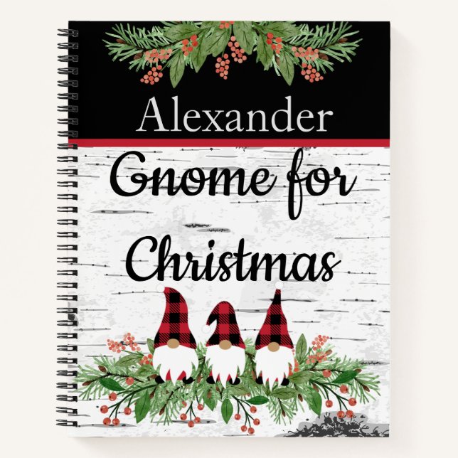 Frohe Weihnachts Red Hat Buffalo Karierte Gnomes Notizbuch (Vorderseite)