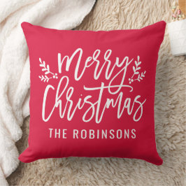 Frohe Weihnachts Red Modern Custom Family Kissen
