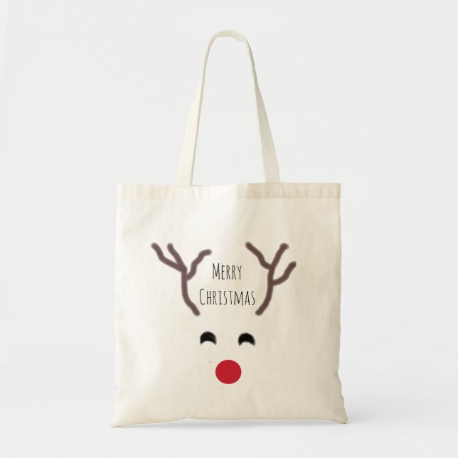 Frohe Weihnachts Red Nose Reindeer Tragetasche (Vorne)