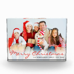 Frohe Weihnachts-Red-Script-Foto Fotoblock