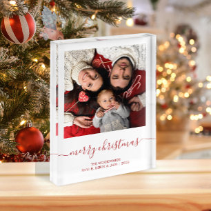 Frohe Weihnachts Red Script Minimalistisch Foto Bl