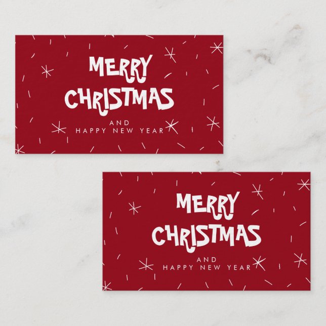 Frohe Weihnachts Red Snow Mini Geschenkkarte Visitenkarte (Vorne/Hinten)