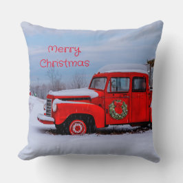 Frohe Weihnachts Red Truck Country Festival Kissen