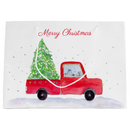 Frohe Weihnachts Red Truck mit Weihnachtsbaum Große Geschenktüte