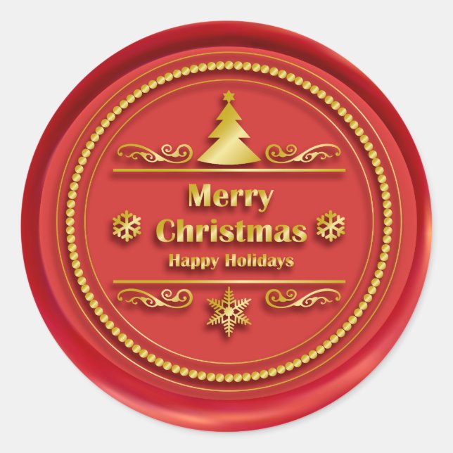 Frohe Weihnachts Red Wax Siegel Runder Aufkleber (Vorderseite)