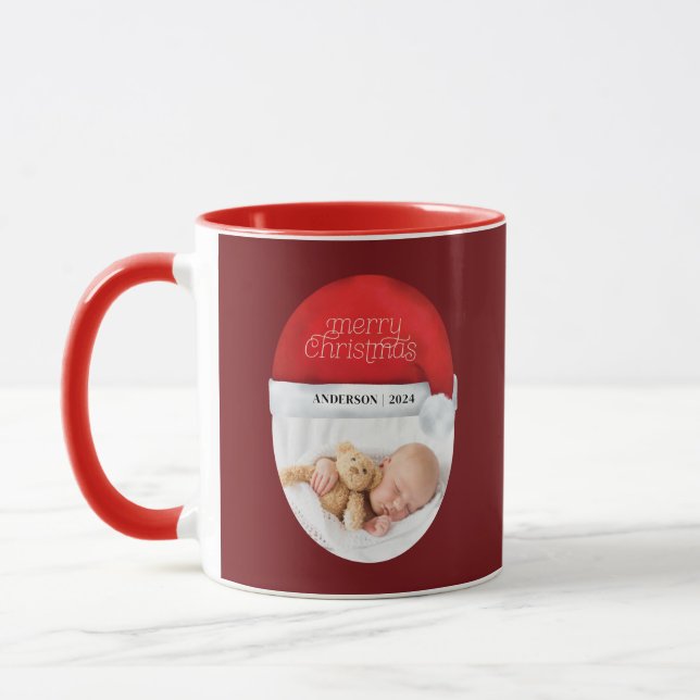 Frohe Weihnachts Red Weihnachtsmannmütze Baby Holi Tasse (Links)