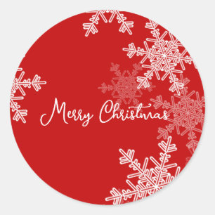 Frohe Weihnachts Red White Snowflake Minimalistisc Runder Aufkleber