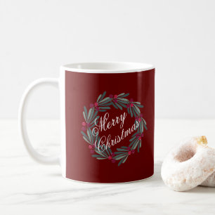 Frohe Weihnachts Red Wreath Hübsch Kaffeetasse