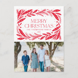 Frohe Weihnachts Red Wreath Postkarte