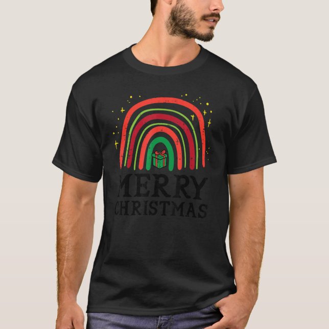Frohe Weihnachts-Regenbogen Niedlichen Weihnachtsf T-Shirt (Vorderseite)