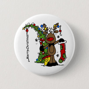 Frohe Weihnachts Reindeer Button