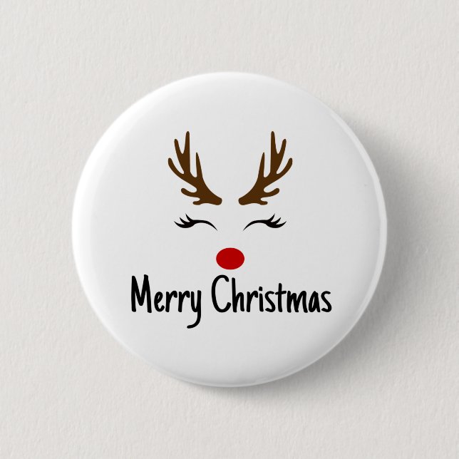 Frohe Weihnachts Reindeer Button (Vorderseite)
