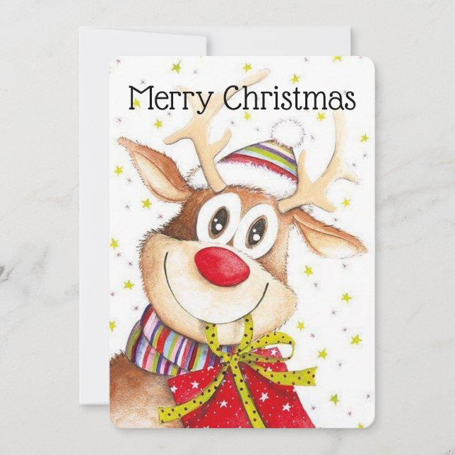 Frohe Weihnachts Reindeer Feiertagskarte (Vorderseite)