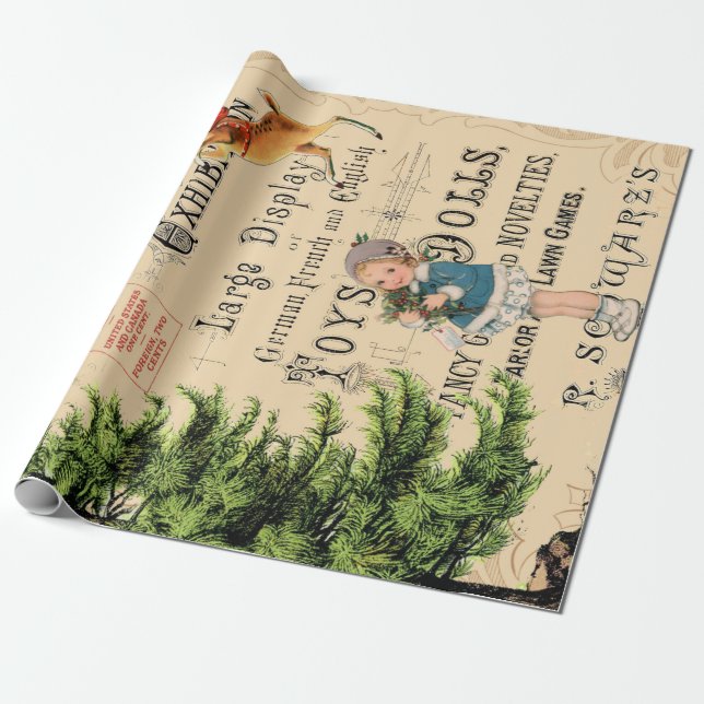 Frohe Weihnachts Reindeer Geschenkpapier (Ungerollt)