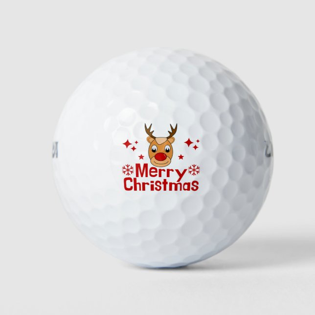 Frohe Weihnachts Reindeer Golfball (Vorderseite)