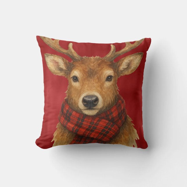 Frohe Weihnachts Reindeer Kissen (Vorderseite)