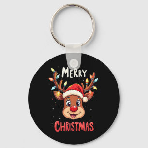 Frohe Weihnachts-Reindeer Red Santa Xmas Familie M Schlüsselanhänger