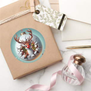 Frohe Weihnachts Reindeer Runder Aufkleber