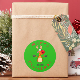 Frohe Weihnachts Reindeer Runder Aufkleber