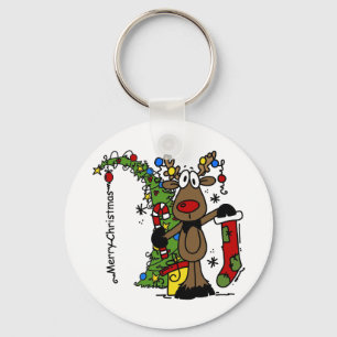 Frohe Weihnachts Reindeer Schlüsselanhänger